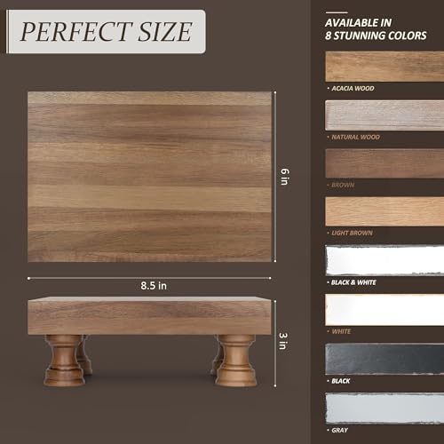 EOSAHR Farmhouse Wooden Riser for Display : Decorative Pedestal Stand for Kitchen Decor and Perfume Tray for Bathroom Counter Organizer - The Home Decor for Apartment Essentials (Acacia Wood) - color: B-Light Acacia