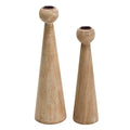 NIKKY HOME Wood Taper Candle Holders Set of 2, Farmhouse Tall Candle Stand Decorative Candlestick for Wedding Party Mantle Fireplace Dining Room Table Centerpieces Decor