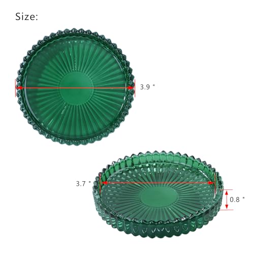 Candleholder Glass Candle Holder Plates Set of 6, Round Glass Candle Tray Plates for Dining Wedding Lantern Festival Party Evening Light, Green - color: Green