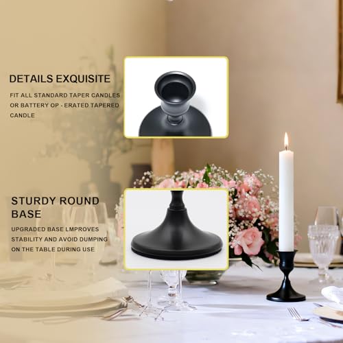 Candlestick Holders, Black Metal Taper Candle Holder, Vintage Candle Holders for Pillar Candles, Table Mantel Wedding Festive Decor Party Party Decor Christmas Decorations,Set of 4 - color: Black, size: 4PCS