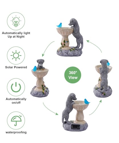 Dachshund Dog Statues for Bird Bath: Outdoor Sculptures for Garden Lawn Patio Yard Balcony Porch - Unique Gifts for Mother Grandma Women - color: Dog