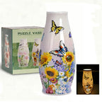 LED 3D Puzzle Vase, Unique Flower Vase Butterfly Floral, 152 Pieces 3D Puzzles Crafts for Adults DIY Unique Gifts Housewarming Christmas - color: Butterfly Blooms