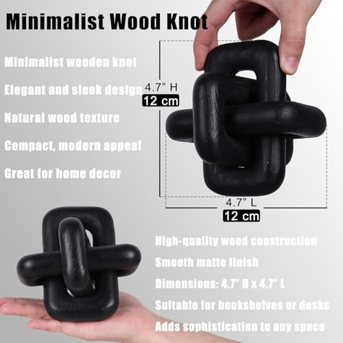Wooden Knot Decoration Bohemian Decoration Hand-Carved Knot Black Coffee Table Decoration Suitable for Modern Home Bedroom Living Room Farmhouse Dining Table Minimalist Decoration (Black) - color: Black