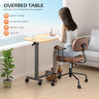 WOTURE Adjustable Overbed Table with Wheels, Pneumatic Height Adjustment, Ideal for Hospital Use or At Home as Bed Tray, Standing Desk, Bedridden & Mobility Needs, Maple - color: Maple
