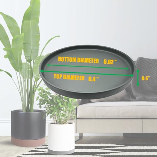 2 Pack Ceramic Plant Saucer Pot Tray 6 Inch, Planter Saucers 4 5 6 7 8 9 10 11 12 13 Inch for Indoors Outdoor, Durable Sturdy Flower Drainage drip Water Tray for Glazed Pots Base (6.4 Inch-Grey) - color: Gray, size: 6.4in 2pack