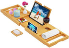 Premium Bathtub Tray Caddy - Bath Tray Bamboo Expandable - Bath Tub Tray Table for Bathtub - Expandable Size, Fits Most Bath Tubs - Natural Bamboo Wood - color: Natural