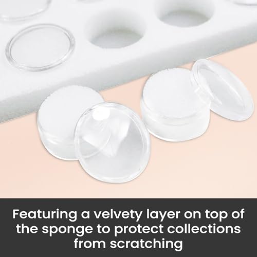 Novel Box Jewelry Display Tray Black Plastic 8.25 x 14.75 x 1 Large Jewelry Tray with 24 Gem Jars Insert | Rectangular Display Trays for Collectibles | Rock Collection Tray | Gem Display Tray - color: 24-Gem Jars White Foam Liner, size: Plastic Tray: 8.25