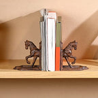Jemeni 2 Pack Farmhouse Galloping Horse Bookends, Horse Bookends, Rusty Finish