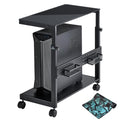 EUREKA ERGONOMIC PC Stand Computer Cart Frosted Glass, Height Adjustable Tower Stand 2-Tier Suit for ATX Case Printer, Metal Rolling Cart on Wheels for Gaming Home Office, Black - color: Frosted Glass Black