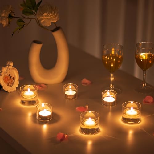 Romadedi Votive Tealight Candle Holders - 24 pcs Clear Glass Tea Light Holders Bulk Small Table Centerpieces Wedding Decor Party Dinner Home Decorations Festivals Christmas - color: Clear, size: S-12pcs+L12pcs