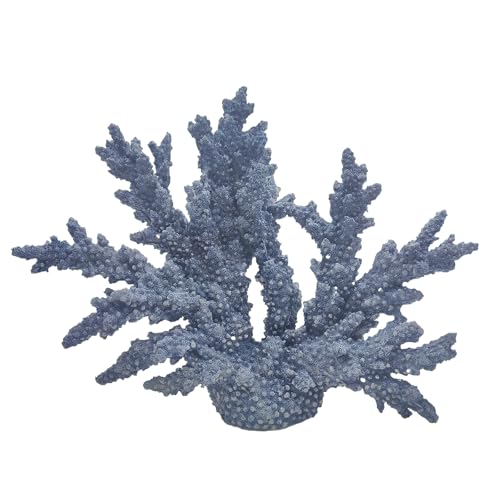 Etlemonde Beach Coastal Blue Coral Reef Decor Resin Statue - Faux Sea Coral Reef for Bathroom Shelf, Coffee Table, Nautical Beach House Home Decor Accent - color: Blue-x