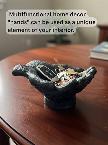 Black Antique Caring Cupped Hands Shaped Decorative Hand Bowl-Cute Catch All Trinket Tray-Candy Dish Offering Stand-Home Decor Hand Jewellery Holder-Mother’s Day Birthday Christmas Gift - color: Black Antique