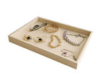 Premium Grade Multi Function Beige Velvet Jewelry Collection Accessaries Organization Tray Display Show Tray Home Store Drawer Divider Insert Closet Organizer - color: Jewelry Open Tray