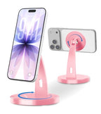Aoviho Magnetic Phone Stand for Desk – 360° Rotating Aluminum Phone Holder, Stable Desk Stand for Office, Home & Kitchen, Compatible with iPhone 17 Pro Max 16–12 Series and MagSafe Cases, Rose Gold - color: Rose Gold