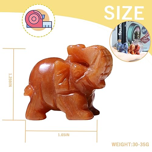 QINJIEJIE Red Aventurine Crystals Elephant Decor Cute Desk Stones Polished Figurine Natural Gemstones Luck Decoration Home Room Office Pocket Hippie Statue Meditation Spiritual Gift for Women - color: Red Aventurine