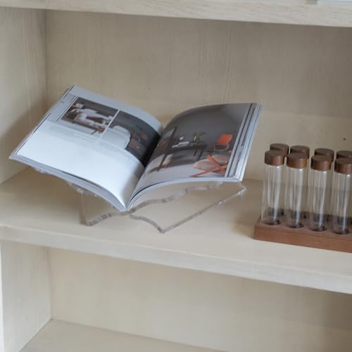 Clear Acrylic Book Holder, Wavy Edge Open Book Stand for Display and Reading Cookbook, Art Book, Bibles, Magazines (12.5” x 9.5" x 5.9”) - size: Large