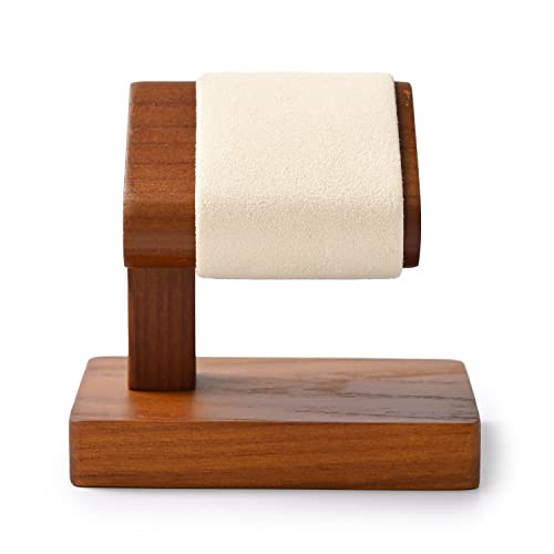 Solid Wood Single Watch Display Stand for Men Jewelry Watch Showcase Stand Display (Beige) - color: Beige