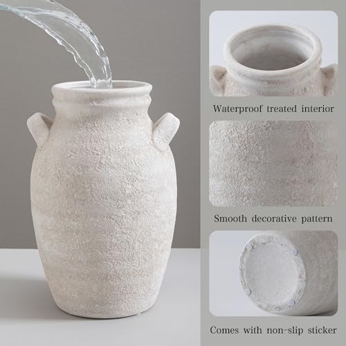 Ceramic Flower Vase Home Decor, 9.76 Inch Large White Decorative Vase, Rustic Farmhouse Vase for Living Room Bedroom Kitchen Table Office Centerpiece Decorations, Holiday & Wedding - color: 013-2
