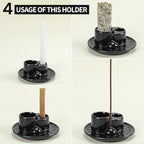 Palo Santo Sticks Holder, Multi-Purpose Handmade Ceramic Incense Burner for Palo Santo Incense Sticks, Sage Holder for Burning, Ash Catcher Tray for Meditation Yoga Room (Black) - color: Black