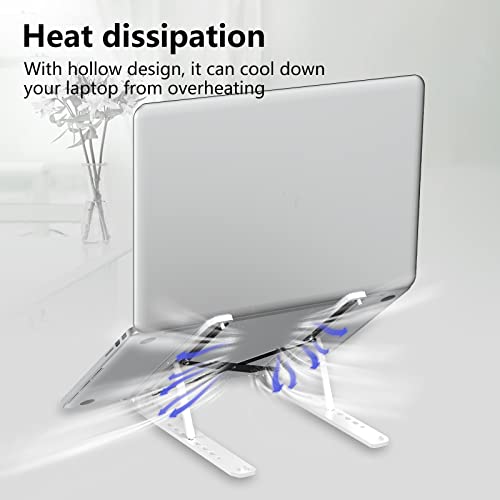 Laptop Stand for Desk, Adjustable Laptop Riser Foldable Portable Laptop Holder, Ventilated Cooling Notebook Stand for 10-15.6” Laptop,Tablet-White - color: White