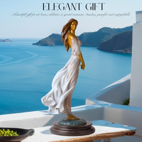 Luo Lirong “Silk Dancer” Bronze Woman Statue – 16.5" Handcrafted Veiled Maiden Figurine, Lost-Wax Cast & Hand-Painted,Elegant Gift, Collectible Art, Home & Gallery Décor - color: 18.5" White