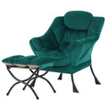 Tiita Lazy Chair with Ottoman, Green Modern Large Accent Chair, Comfy Leisure Sofa Armchair with Ottoman, Reading Chair with Footrest for Bedroom, Living Room, Dorm Rooms, Velvet Green - color: Green