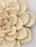 SEINHIJO Ceramic Flower Wall Decor 3D Wall Art Sculpture Modern Art Gift for Bedroom Living Room Home Office Yellow 6.7 Inch