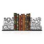 Metal Dragon Reading Book Decorative Bookend 9.1x 4.7 Inches, Unique Dragon Bookends Decorative, Fantasy Dragon Decor,Cute and Fantasy Bookends with Dragon and Cat Lying on The Bookshelf Pattern