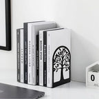Book Ends, Metal Bookends for Shelves Decorative, Tree Stopper for Heavy Books for Office Home Kitchen, Black(1 Pairs/2 Pcs, Large)