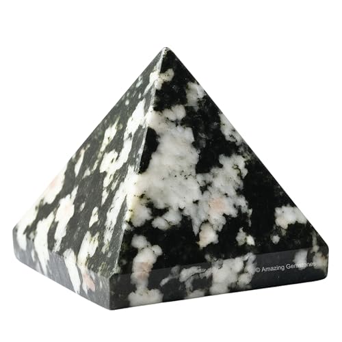 Amazing Gemstone Black & White Tourmaline Pyramid Crystal Healing Stones - 2" Great Pyramid Figurine of Natural Stone Pyramid for Meditation, Reiki, Chakra Balancing and Crystal Pyramids Grid - color: Black & White Tourmaline