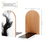 Minimalist Black and White Abstract Wooden Bookends Shelves 2 PCS Sturdy Book Holders Desktop Organizer for Home Office Libraries
