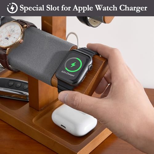 ProCase Wood Watch Display Stand Holder for Men, Wristwatch Tower with T-Bar Design, Hanging Watch Rack, Wooden Wrist Watch Tree - color: Brown, size: 2-Tier