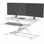 VIVO Desk Converter 32 inch Height Adjustable, MDF Wood Sit to Stand Riser, White, DESK-V000SW - color: White, size: 32"