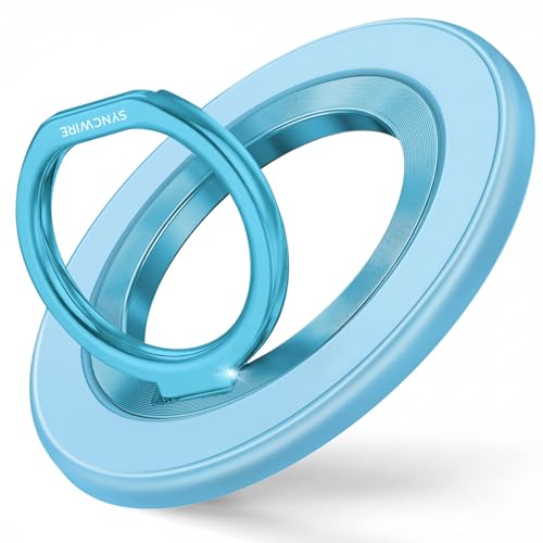 SYNCWIRE Magnetic Phone Ring Holder for MagSafe, 360° Rotation Cell Phone Grip Stand Finger Ring Kickstand Two-Sided Magnet Compatible with iPhone 17 Pro Max 16 15 14 13 12 MagSafe Accessories - color: Single Ring-1PCS-Misty Blue