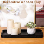 Wooden Bathroom Vanity Tray, 11.8" Bathroom Tray for Home Décor, Countertop Display, Jewelry Organizer, Candle Holder, Wooden Tray for Kitchen Counter，One-piece Red Oak Wood Cutting - size: 11.8" x 5.1" x 0.8"