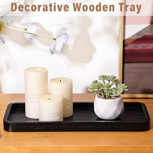 Wooden Bathroom Vanity Tray, 11.8" Bathroom Tray for Home Décor, Countertop Display, Jewelry Organizer, Candle Holder, Wooden Tray for Kitchen Counter，One-piece Red Oak Wood Cutting - size: 11.8" x 5.1" x 0.8"