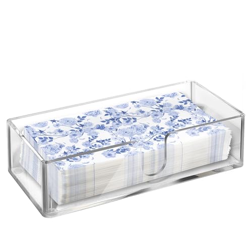 Acrylic Paper Towel Holder for Bathroom or Kitchen – Clear Countertop Dispenser for Trifold, Multifold, C-Fold Napkins, Disposable Hand Towels, Modern Napkin Tray, 9.85 x 4.75 x 2.75 Inch - color: Z - Acrylic Small, size: Guest Towel Holder