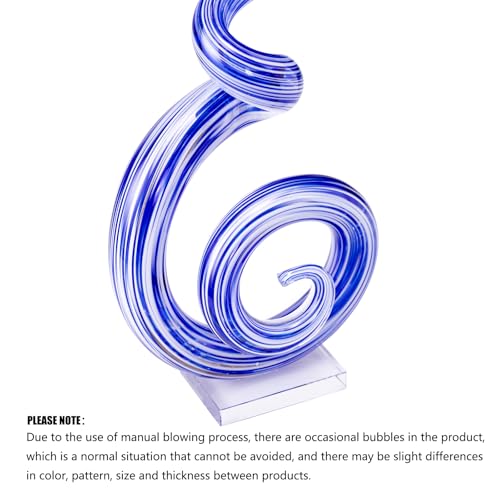 15" Tall Hand-Blown Murano-Style Glass Sculpture Statues Art Ornament Statue Figurines Home Decor Accent Piece Coastal Ocean Nautical Home Decor,Shelf,TV Stand,Tabletop Centerpieces,Wonderful Gift - color: White Blue
