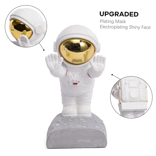 Decorative Space Theme Bookends - Astronaut Resin Bookends with Anti-Slip Base - Sturdy, Fun & Unique Book Holders for Heavy Books (Gold) - color: Astronaut A-gold