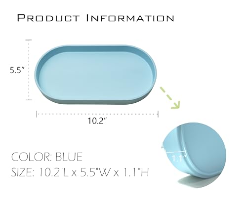Blue Small Tray (10 inch), 3 Pack Oval Tray for Kitchen Counter, Bathtub Bathroom Vanity Items, Countertop Organizer, Coffee Accessory, Bar, Serving Seasoning, Salt and Pepper, Soap, Perfume. - color: Blue-3 Tray, size: 10.2" x 5.5" x 1.1"