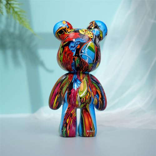 Graffiti Bear Statue Decor for Home, Resin Animal Sculpture Ornament for Indoor Room (Type D) - color: Type D