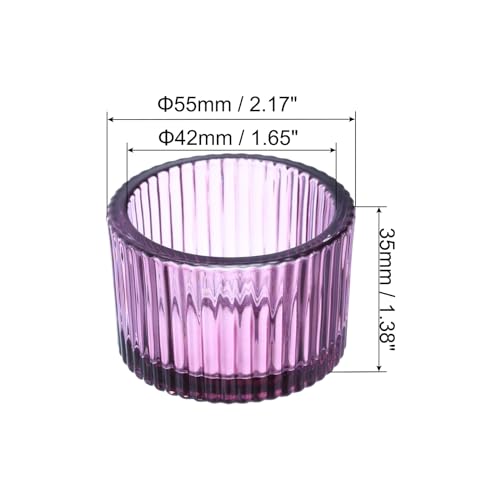 PATIKIL 4 Pcs Tealight Candle Holder, Tea Lights Candle Holder Glass Votive Candle Holders Glass Candle Holders for Table Centerpiece Decor Wedding Dinner Party, Purple - color: Purple