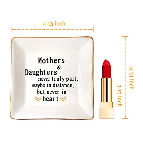 HOME SMILE Mother Gifts From Daughter,Daughter Birthday Gift from Mother, Ring Trinket Dish Jewelry Tray -Mothers and Daughters Never Truly Apart, Maybe in Distance But Heart - style: Mother and Daughter