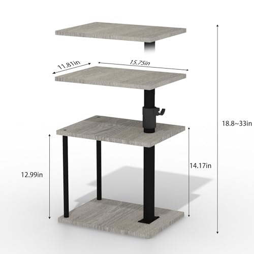 Faesun Swivel Side Table for Couch Arm, Height Adjustable C Table for Recliner or Bed, Tv Trays with Storage Shelf for Small Spaces- Small Nightstand Table for Living Room, Bedroom - color: Taupe