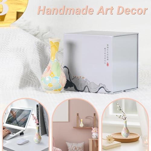 Mini Ceramic Vase Hand-Painted Glazed Vase Light-Colored Small-Mouth Vase Office, Living Room, Coffee Table, Study, Lounge