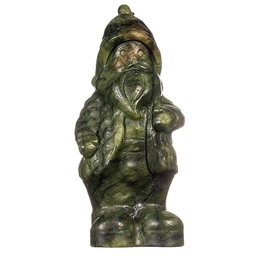 Nupuyai Natural Green Jade Santa Claus Statue for Home Office Decor, Healing Carved Standing Santa Claus Christmas Ornament for Reiki Healing Meditation - size: 4.92-5.11''