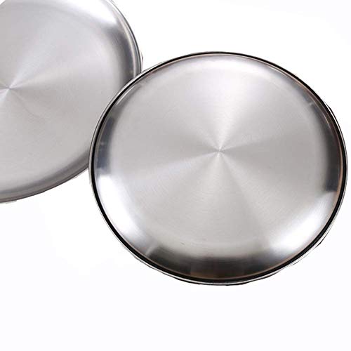 Stainless Steel Plates 2 Set 7 Inch Metal Dinner Dishes for Snack,Outdoor Camping,Steak plate - Shatterproof Dishwasher Safe Stainless Steel Dishes - size: Silver 7 Inch