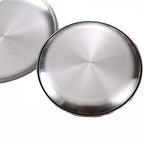 Steel Plates 2 Set 8 Inch Metal Round Dinner Plate Dishes for Serving/Snack/Camping, Dishwasher Safe Metal Dinner Plate - size: Silver 8 Inch