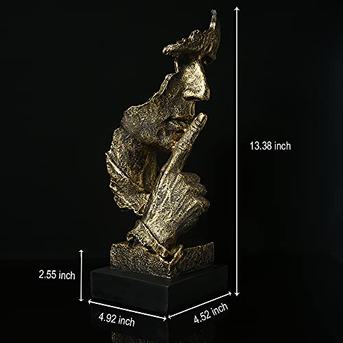 fazhongfa Thinker Statue - Silence is Gold Modern Decor Creative Abstract Art Figurine Resin Sculptures Decoration Room Home Study Office Figurines for Desktop Shelf Table Ornament (Bronze) - color: Bronze