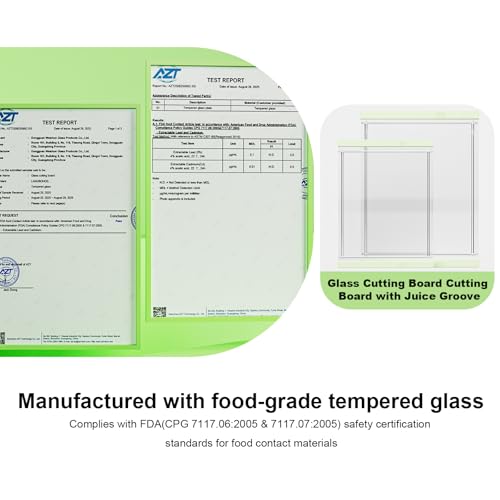 Tempered Glass Cutting Board Set for Kitchen Counter - Dishwasher Safe with Juice Grooves, Non-Slip Silicone Edges & Beveled Grip - 16"x12" & 12"x8" Serving Tray (Green) - color: Green